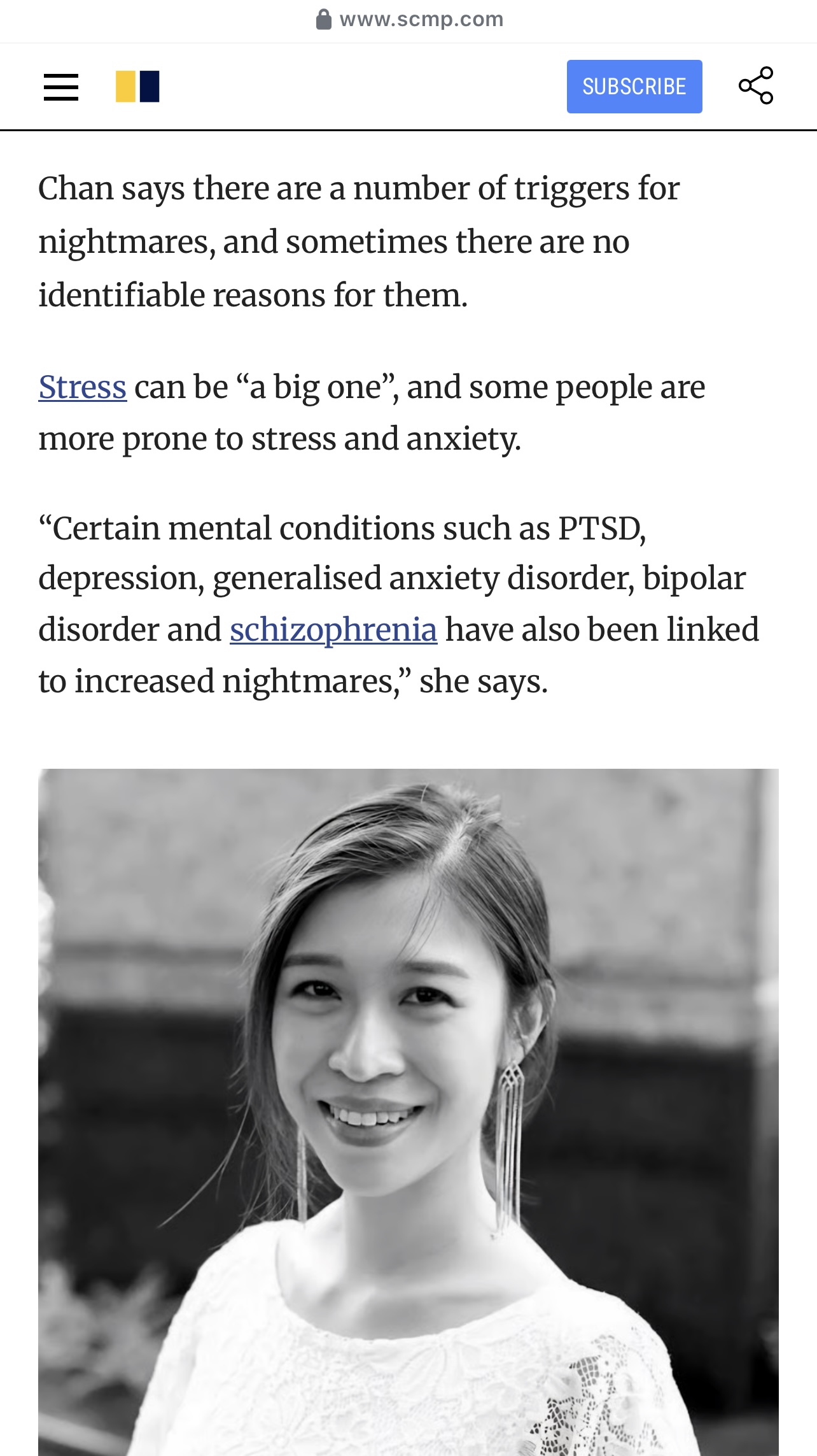 Lydia Chan sleep therapist, interviewed by SCMP